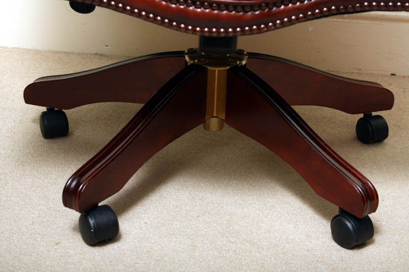photo for sale Bespoke English Hand Made Leather Directors Desk Chair Dark Brown