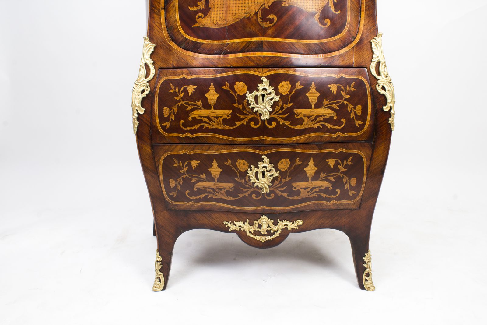 Antique French Rococo Revival Marquetry Secretaire A Abattant C 1850 photo vintage