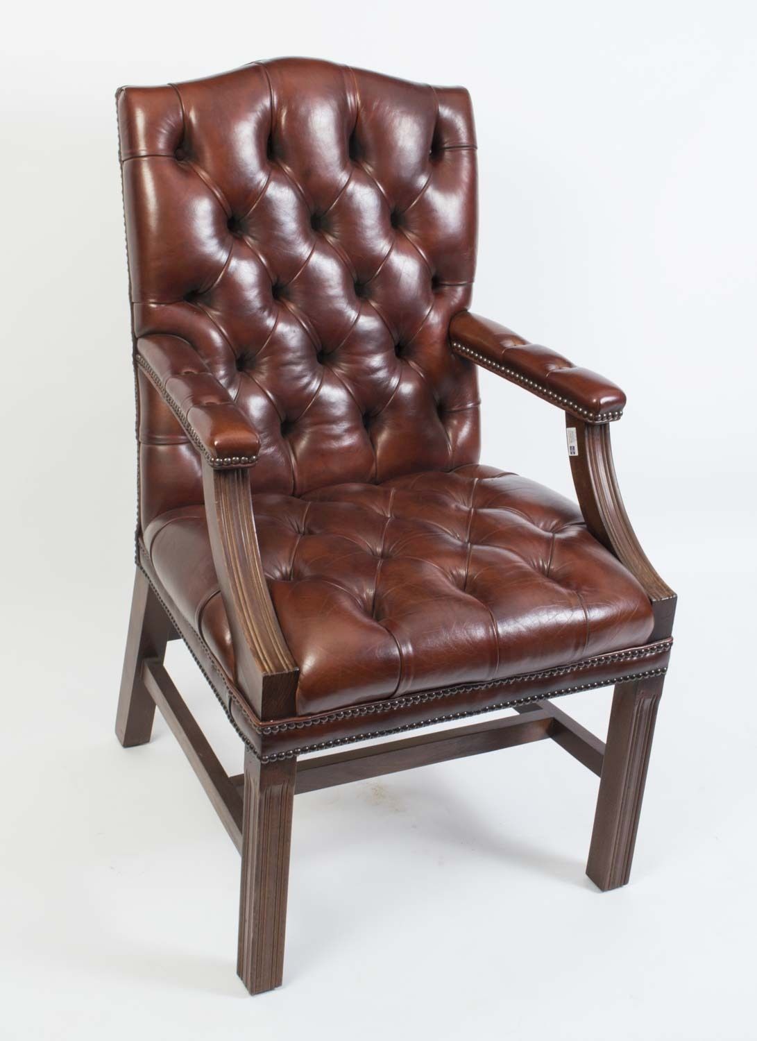 Furniture Bespoke English Handmade Gainsborough Leather Desk Chair photo
