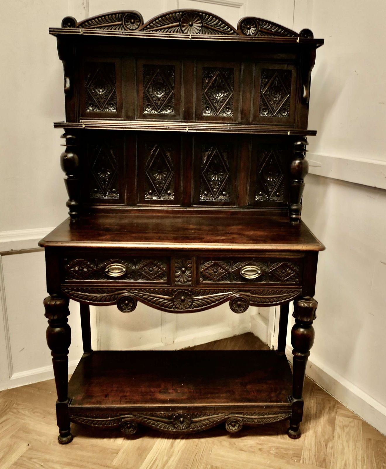 18th Century Carved Dresser With Geometric Carvings photo vinterior
