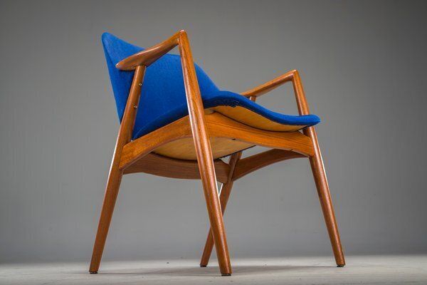 photo furniture Armchair In Blue And Teak By Alf Svensson For Dux, 1960s
