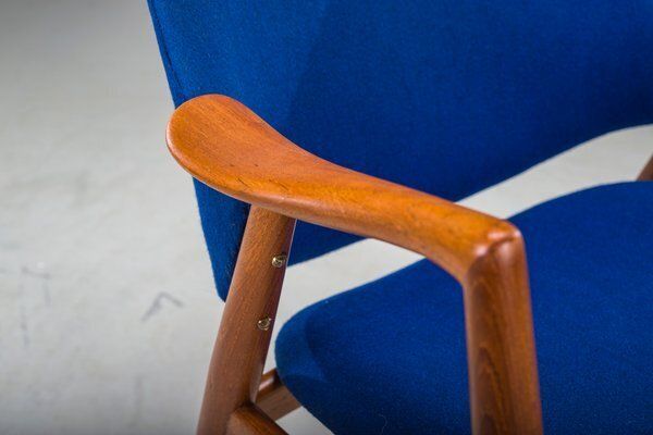 photo buy Armchair In Blue And Teak By Alf Svensson For Dux, 1960s