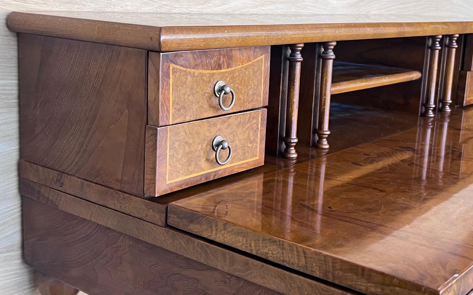 Early 20th Century French Walnut Venner Desk, 1940s photo vintage