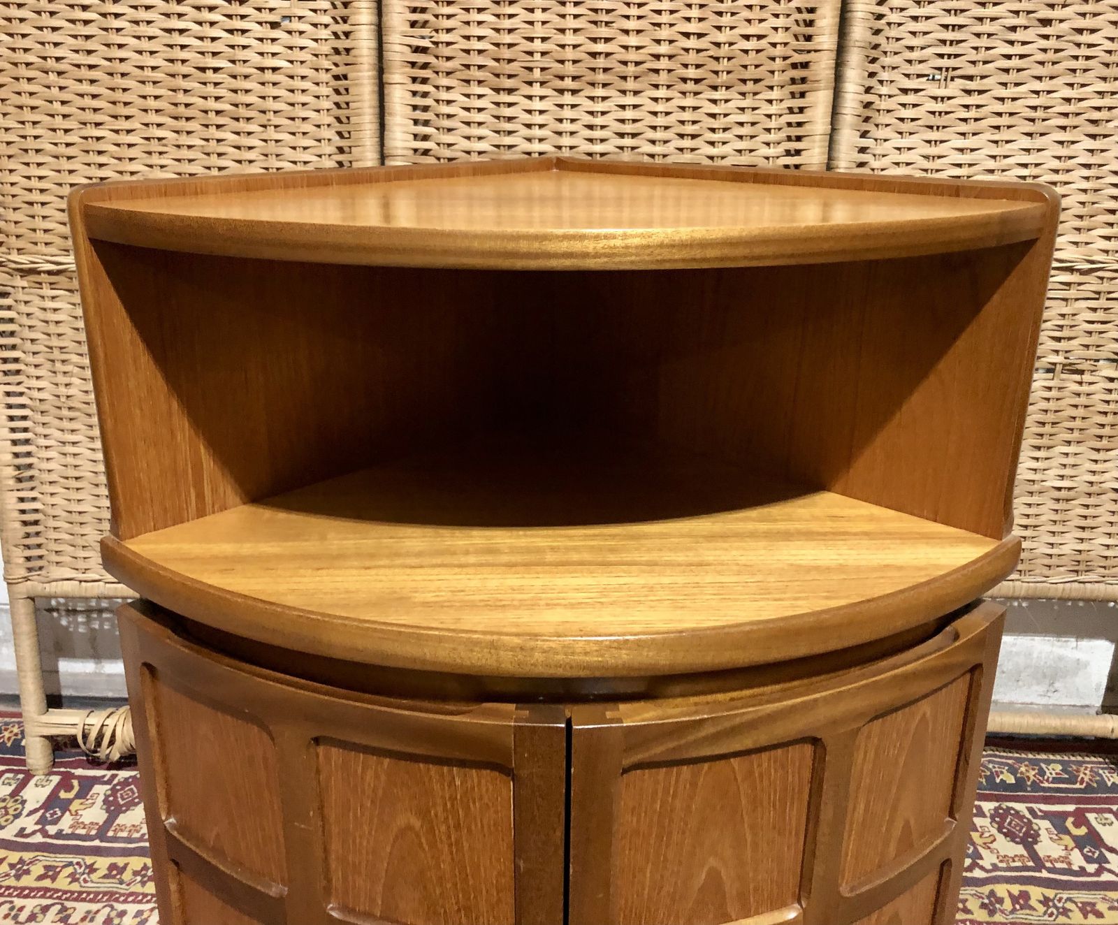 photo for sale A Handsome Pair Of Retro Teak Corner Cabinets By Nathan