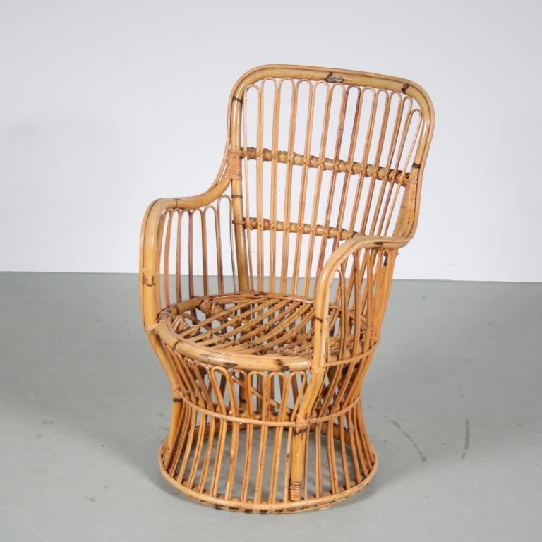 1950s Small Rattan Armchair From The Netherlands photo 181.0