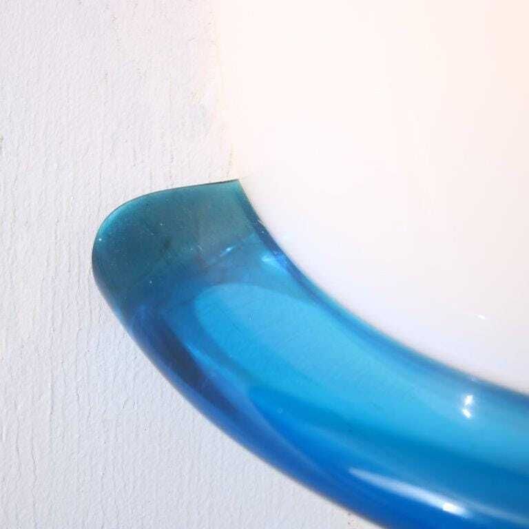 1990s Pair Of “Blue Swan” Wall Lamps By Tinu Aufiero For Venini, Italy
