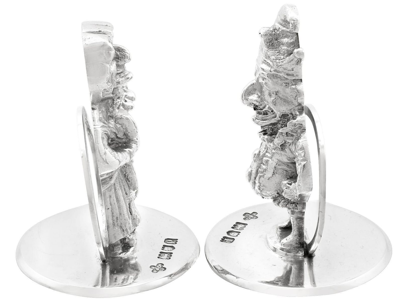 Antique Sterling Silver Punch And Judy Card / Menu Holders photo furniture
