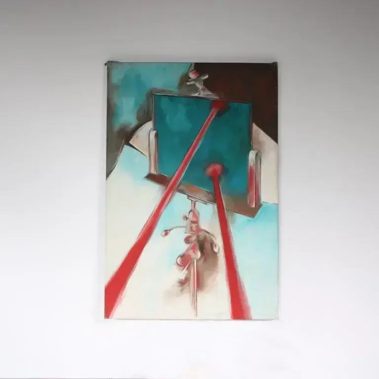 1968 Large Painting “Lasers Give Pictures” By Jan Withofs, Belgium