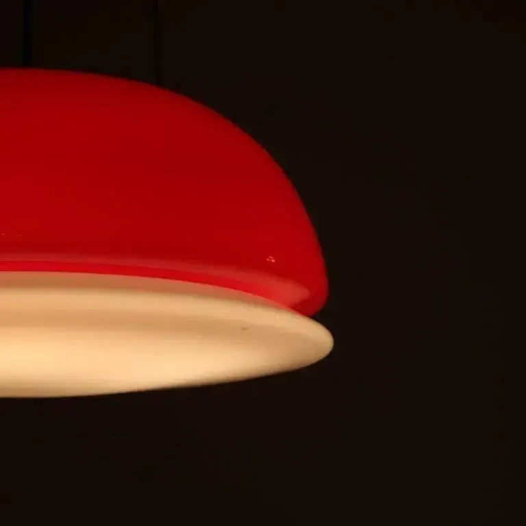 1960s Red Glass Hanging Lamp From Italy photo vintage