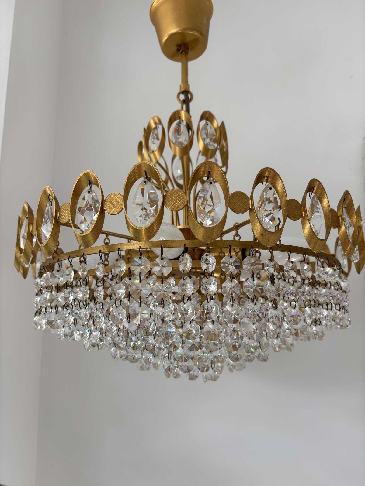 German Vintage Joska Bodenmais Brass And Lead Crystal Chandelier, 1970's photo furniture
