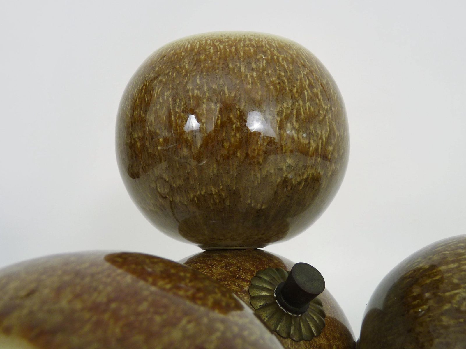 Chandelier With 3 Ball Lights In Glazed Sandstone. 50s 60s Stilnovo Italy photo buy