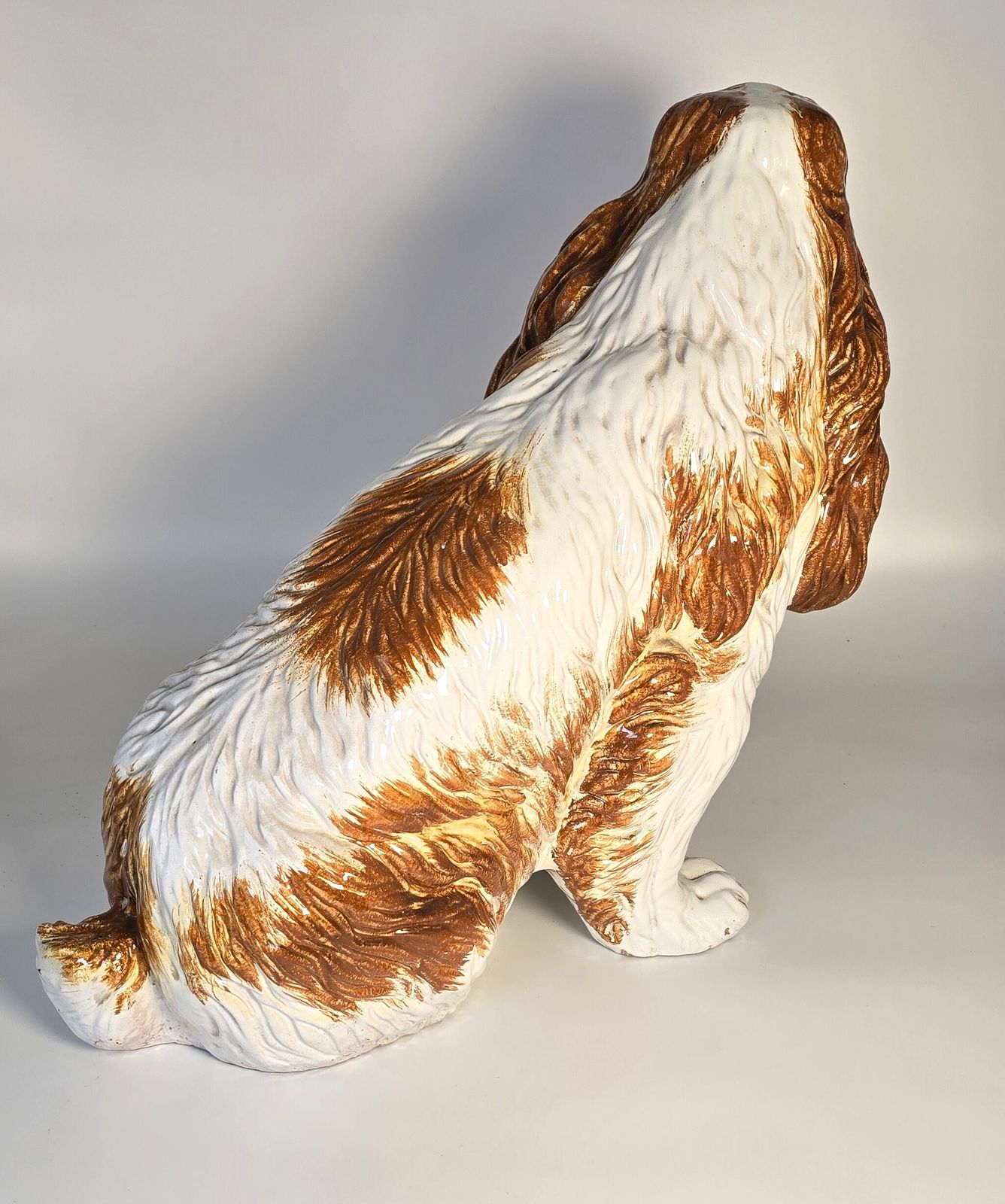 photo buy Vintage Glazed Terracotta Spaniel Gun Dog Sculpture/Figure. Italian, Circa 1950