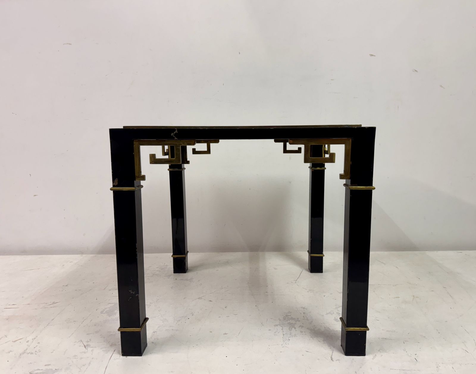 1970s Black And Brass Side Table With Greek Key Detail photo buy