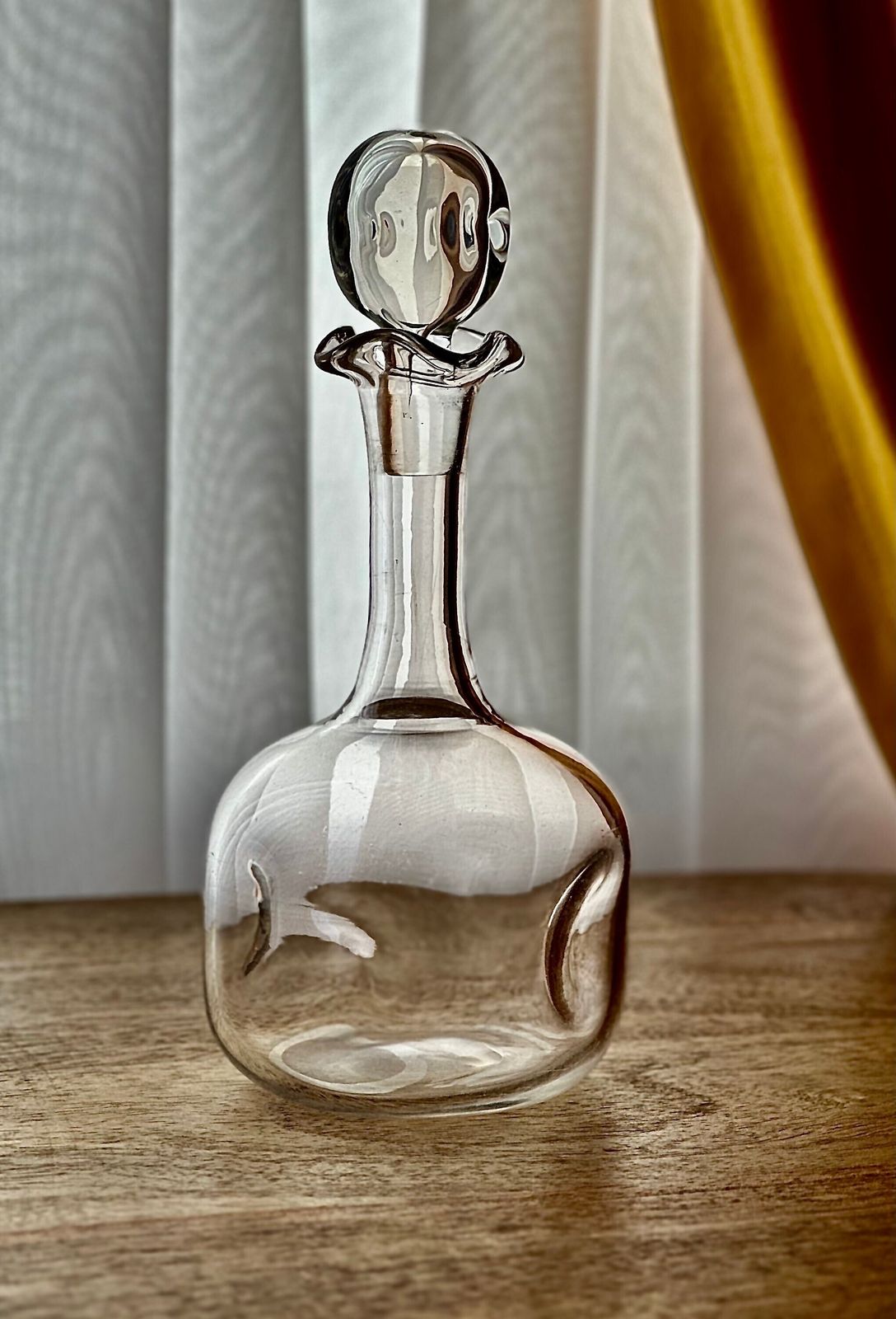 Early 20th Century Art Nouveau Miniature Glass Decanter   Elegant Handblown Design, Vintage Decorative Bottle, 16.5cm Collectible photo furniture