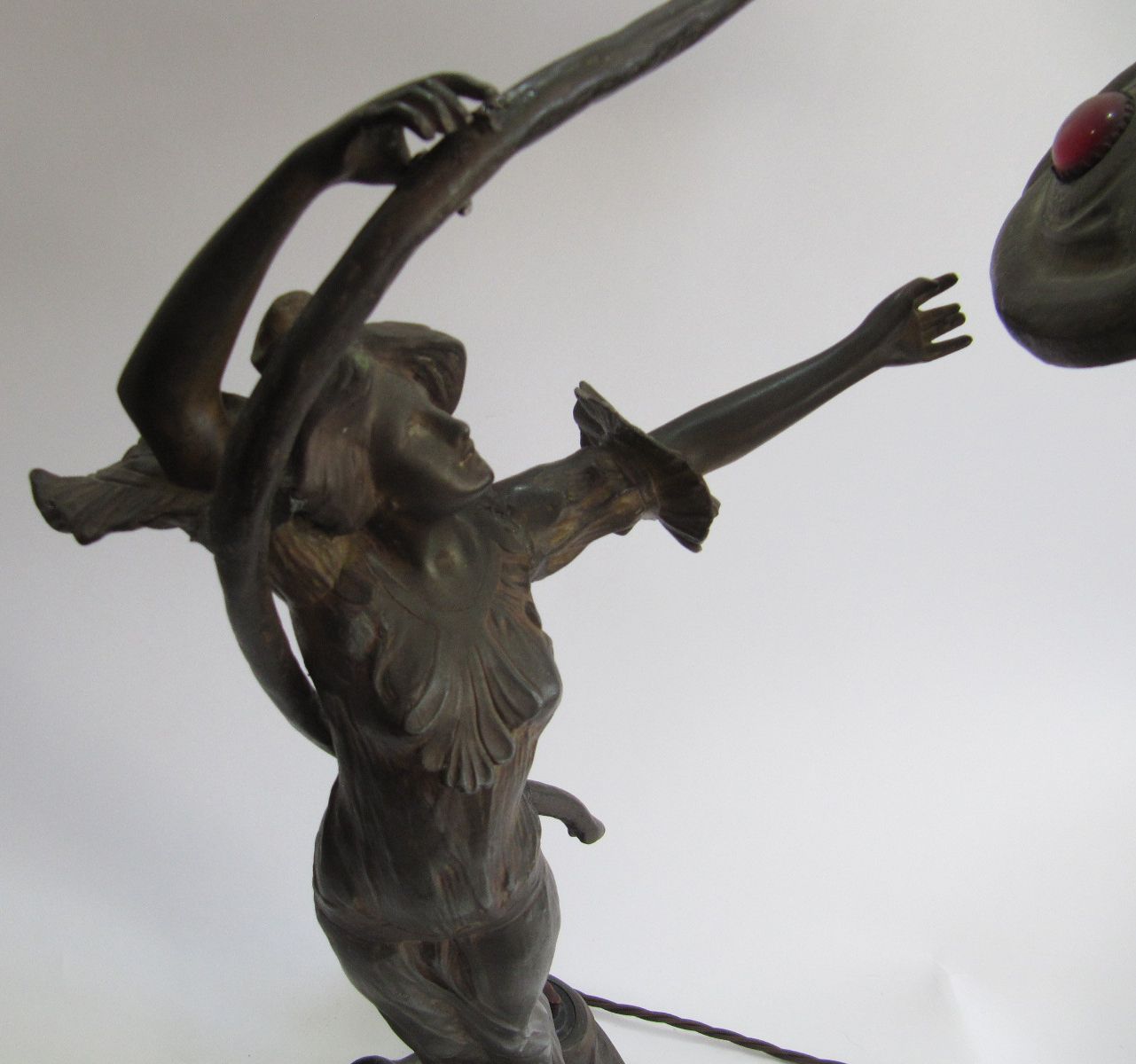 Very Rare Stunning Large Art Nouveau Figurine Lady Bronze Lamp photo Lighting