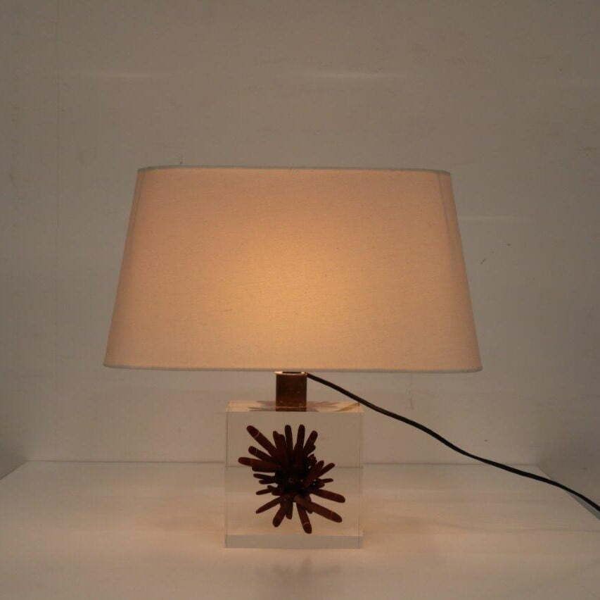 Pierre Giraudon Resin With Coral Table Lamp, France 1970 photo for sale