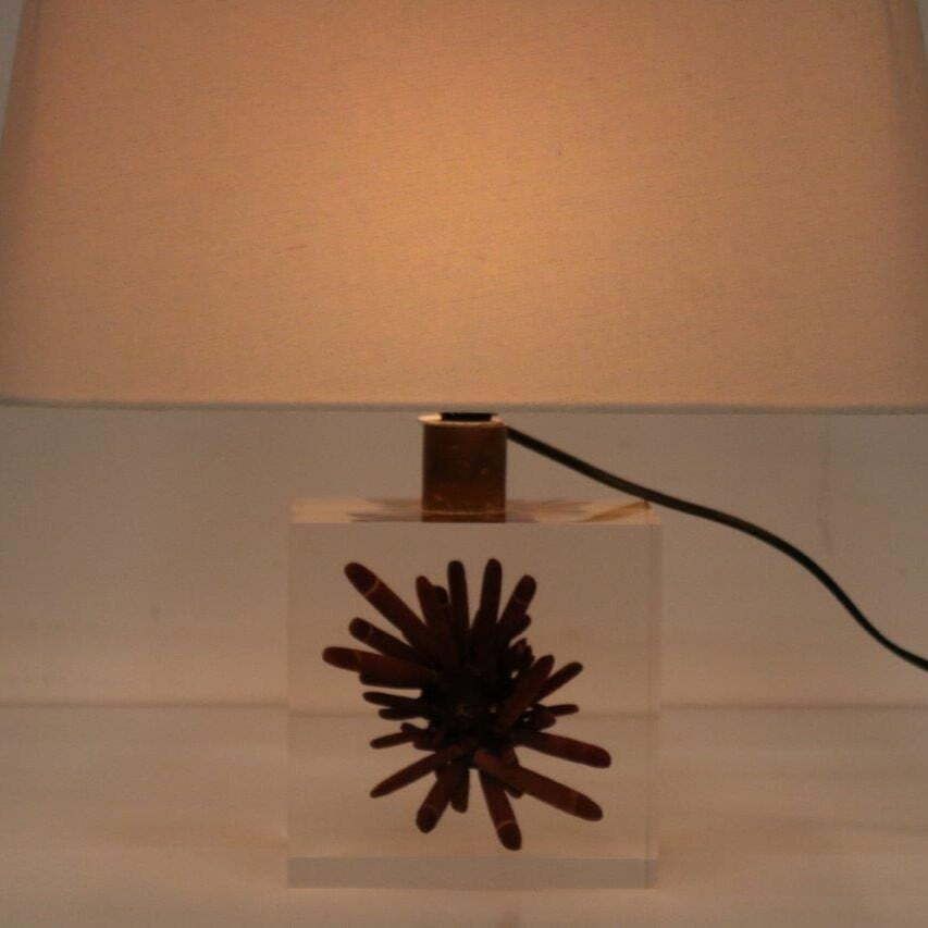 Pierre Giraudon Resin With Coral Table Lamp, France 1970 photo vintage