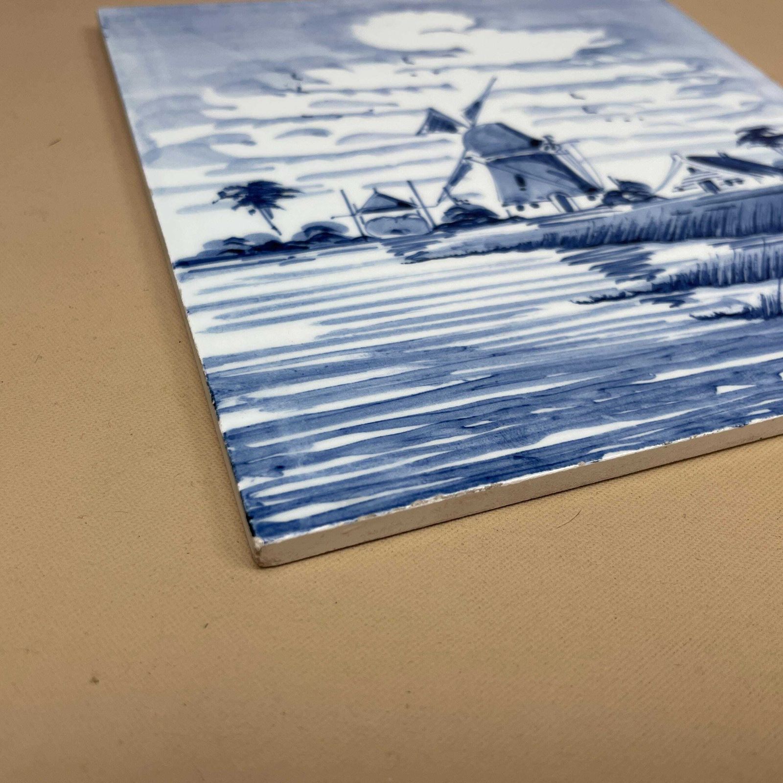 Vintage Tile Ceramic Square Old Pattern 15.5x15.5cm Placemat Patterned Decorative Victorian Coaster Plant Stand Blue Mill photo for sale