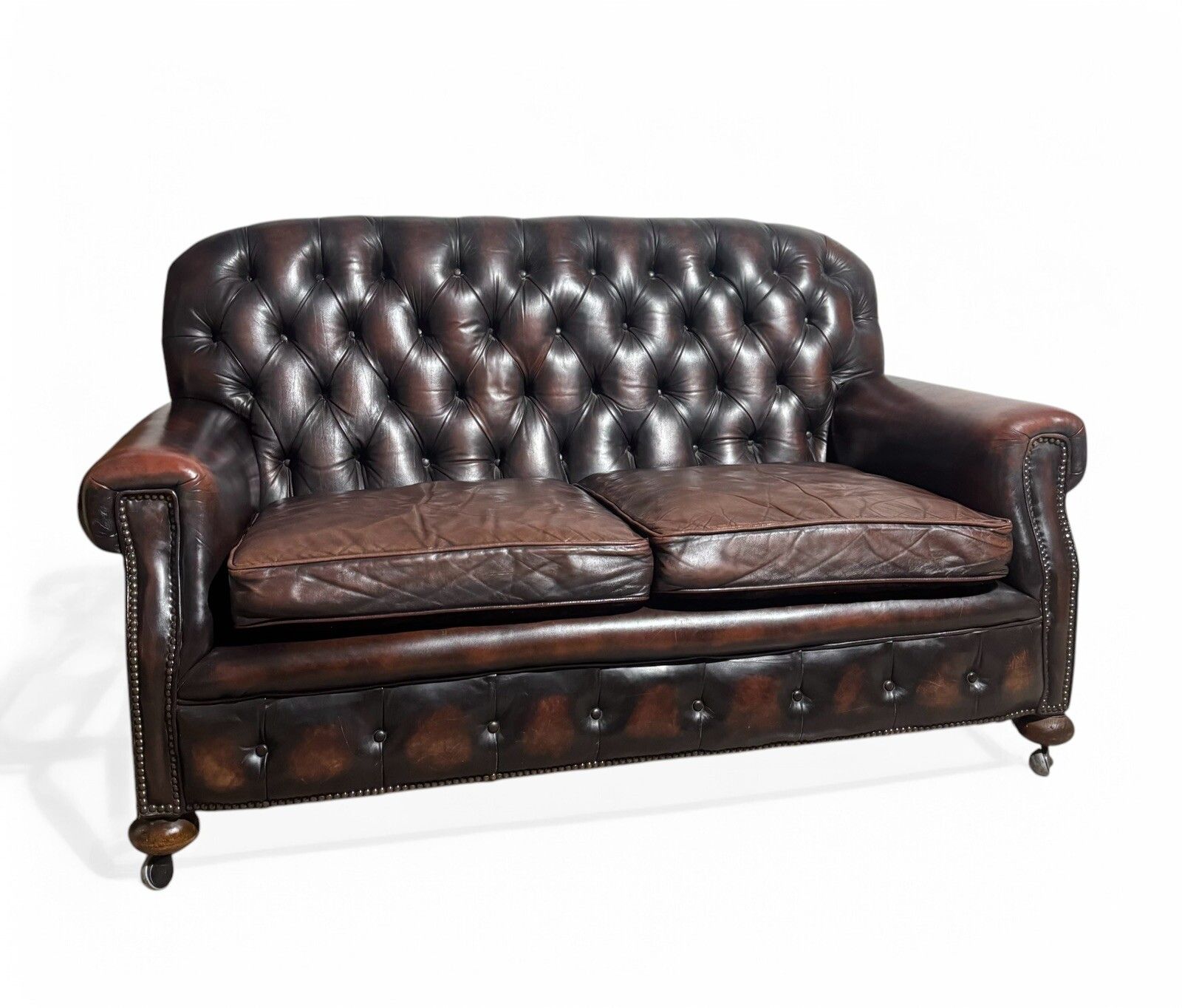 1495.0 Antique Leather Chesterfield Sofa C1920 Country House  Brown Leather And Suade photo