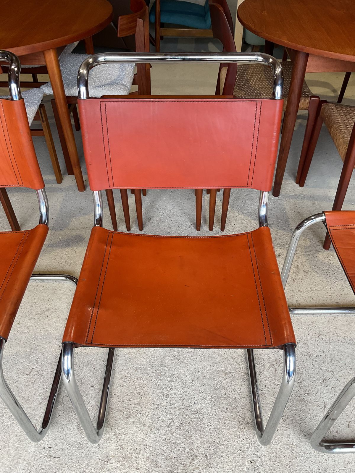 Furniture Set Of 4 Chairs By Mart Stam For Fasem, 1970s In Mid Century Style photo
