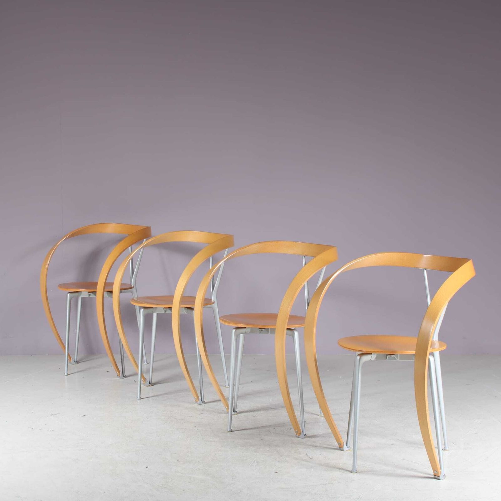 Set Of 4 “Revers” Chairs By Andrea Branzi For Cassina, Italy 1990