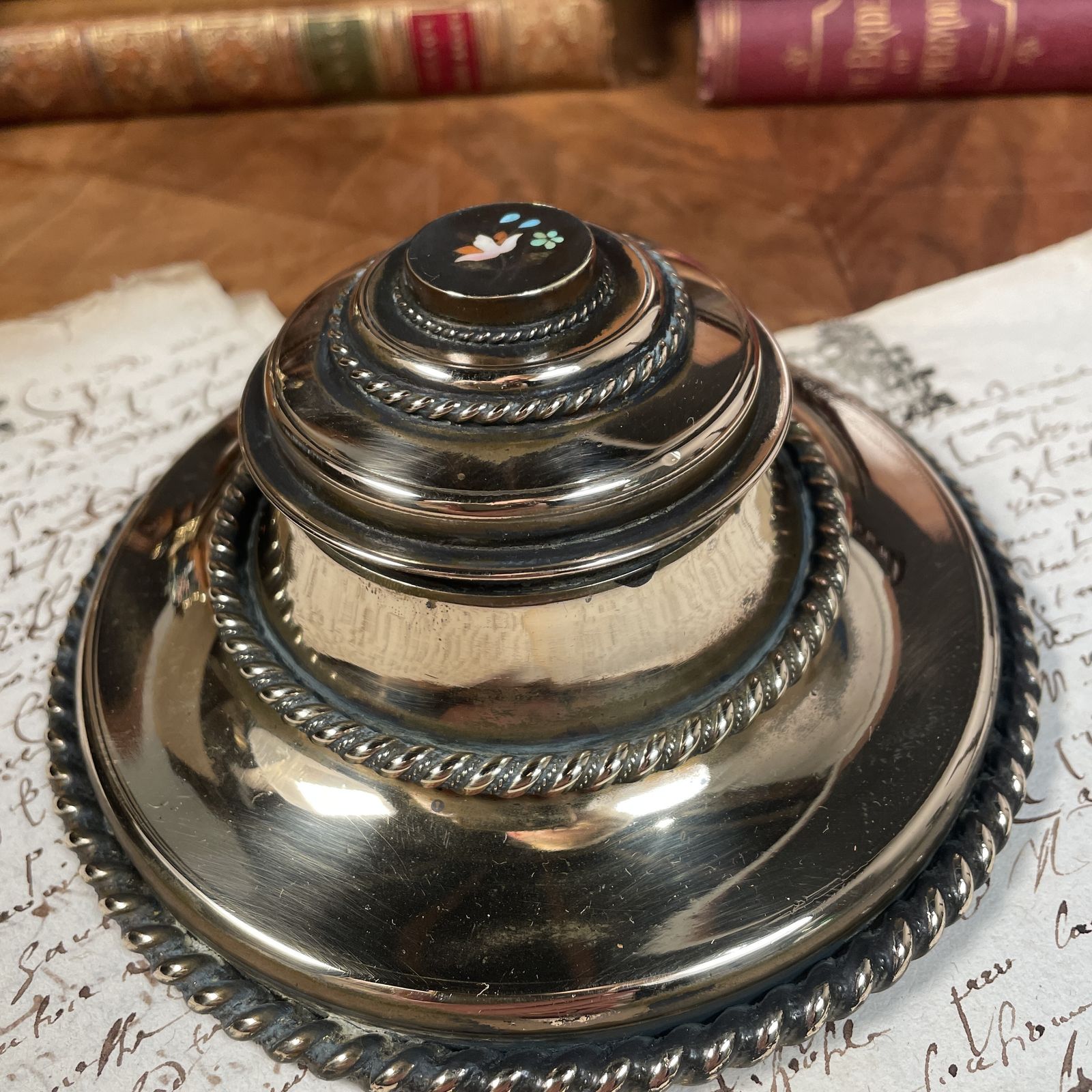 Victorian Ornate Inkwell, 1800s photo furniture