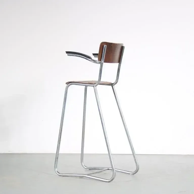 Furniture 1950s High Children Chair By Gispen, The Netherlands photo