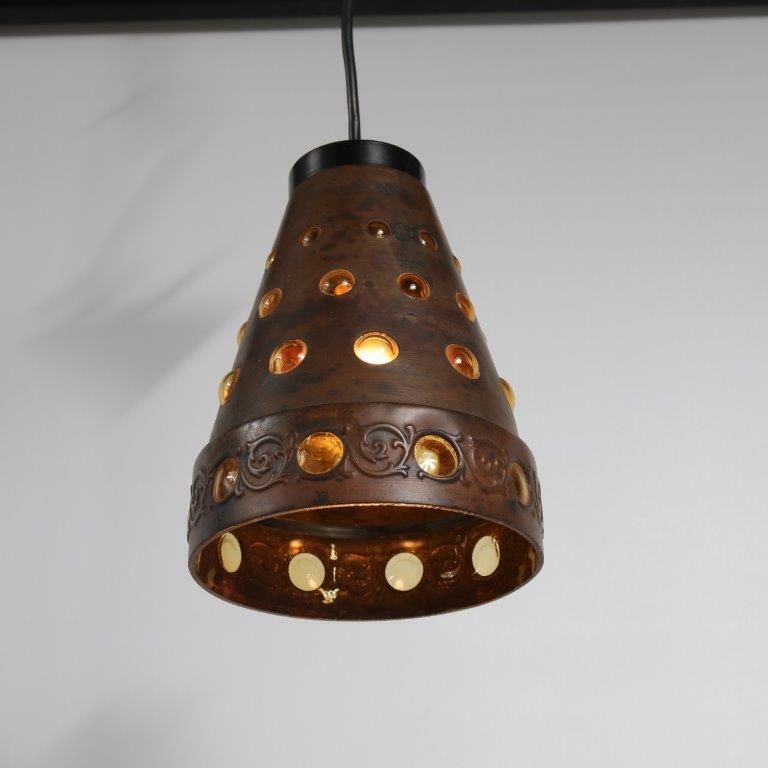 1960s Glass With Copper Hanging Lamp photo furniture