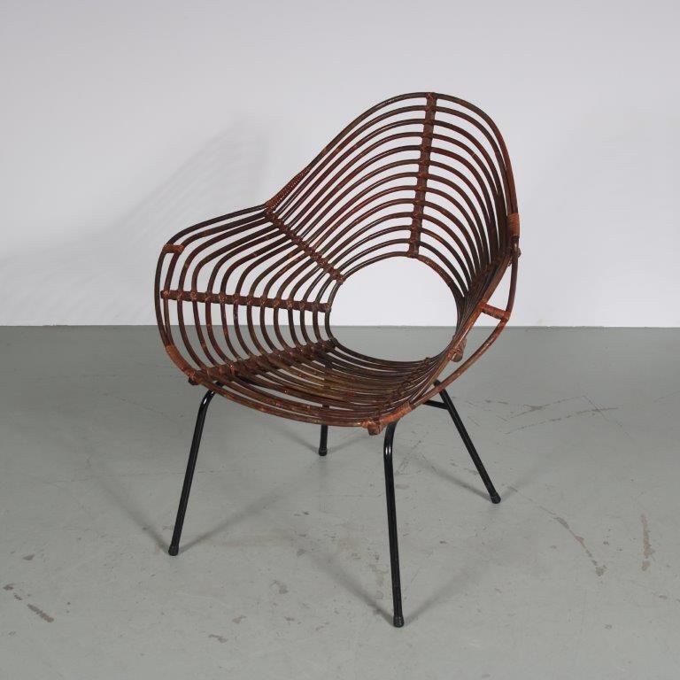 1950s Rare Rattan Chair By Rohé, Netherlands photo furniture