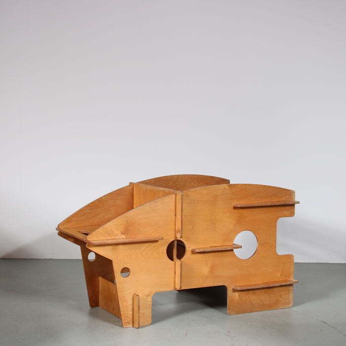 1414.0 Convertible Children’s High Chair, Desk And Rocker Combined From The Netherlands, 1950 photo
