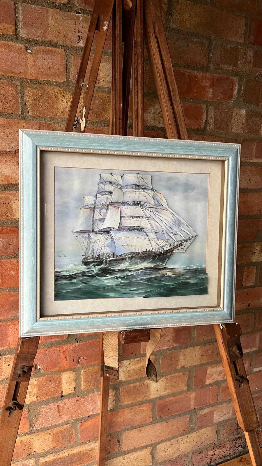 Late 20th Century 3d Collage Sailing Ship Picture – Framed Nautical Artwork