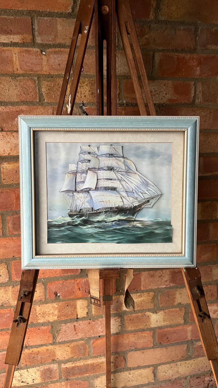 Late 20th Century 3d Collage Sailing Ship Picture – Framed Nautical Artwork photo furniture
