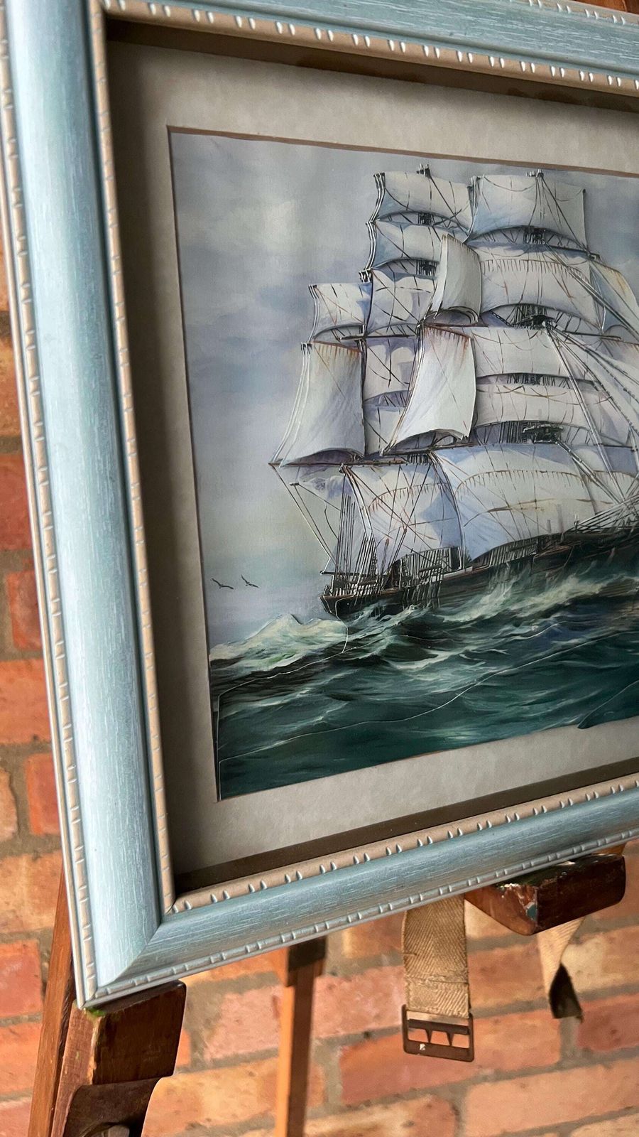 Late 20th Century 3d Collage Sailing Ship Picture – Framed Nautical Artwork photo 72.0