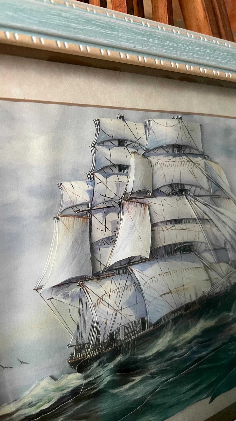 Late 20th Century 3d Collage Sailing Ship Picture – Framed Nautical Artwork photo buy