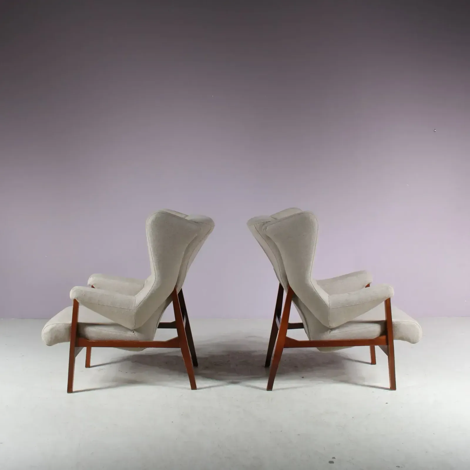 Furniture Very Rare Pair Of Early “Fiorenza” Chairs By Franco Albini For Arflex, Italy 1950 photo