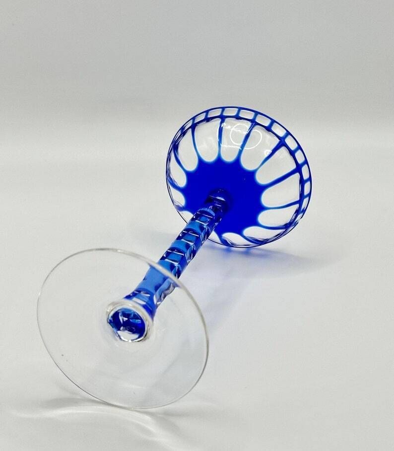 1908 Otto Prutscher Blue Sweet Wine Glass For Meyr’s Neffe, E. Bakalowits Söhne, Mod. I 195, Rare Design With Provenance photo 4175.0