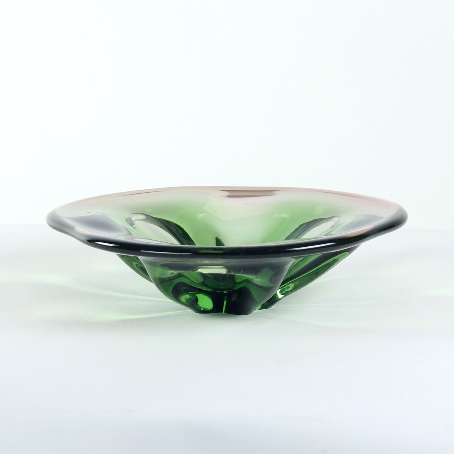 Vintage Art Glass Bowl By Frantisel Zemek For Mstisov Glass Factory, Czechoslovakia 1960s photo for sale