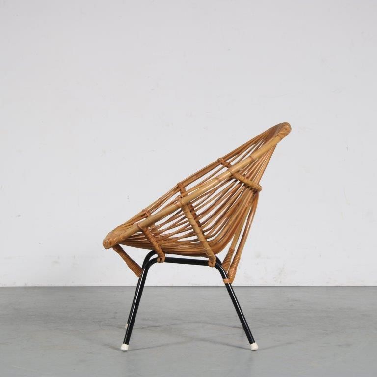 1950s Rattan Chair By Rohé, Netherlands photo vinterior