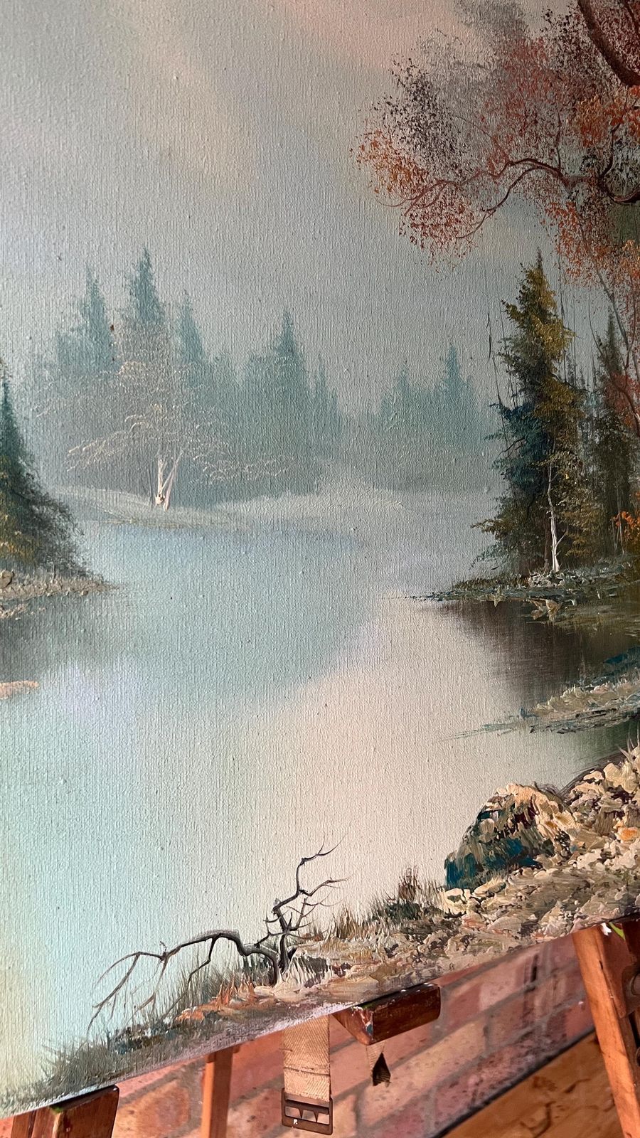 Large Contemporary Oil Painting On Stretched Canvas – Tranquil Lake Landscape photo buy