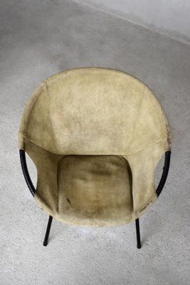 Mid Century Modern Duitse Fauteuil In Aardetinten Groen Suède – Balloon Chair Door Lusch Erzeugnis Voor Lusch & Co., Jaren 1960 photo vintage