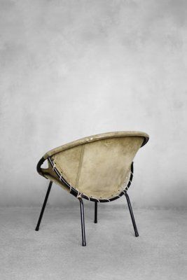 692.0 Mid Century Modern German Earthy Green Suede Circle Balloon Chair By Lusch Erzeugnis For Lusch & Co., 1960s photo