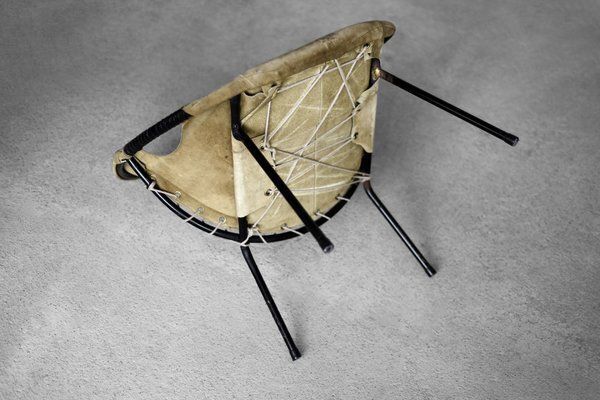 photo vinterior Mid Century Modern Duitse Fauteuil In Aardetinten Groen Suède – Balloon Chair Door Lusch Erzeugnis Voor Lusch & Co., Jaren 1960