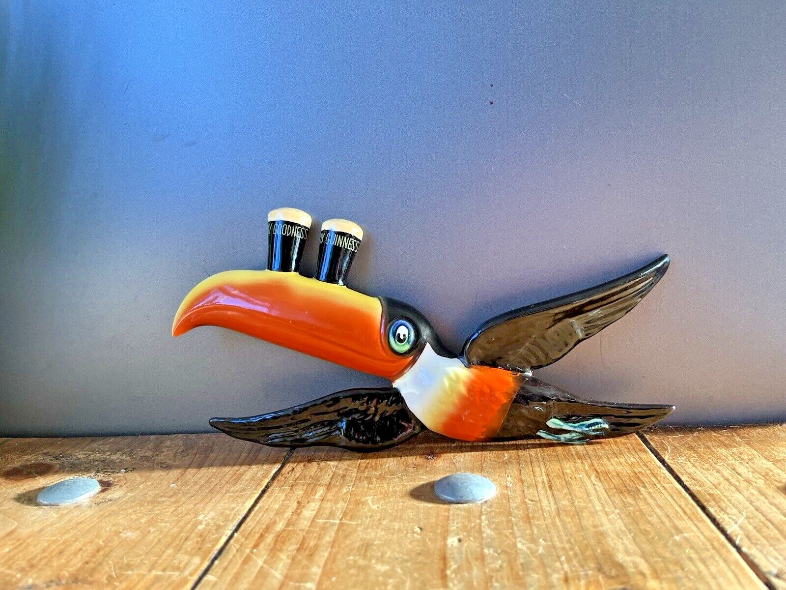 Original 30s Carlton Ware Goodness My Guinness Flying Toucan Wall Plaque Ga 2221 photo vintage