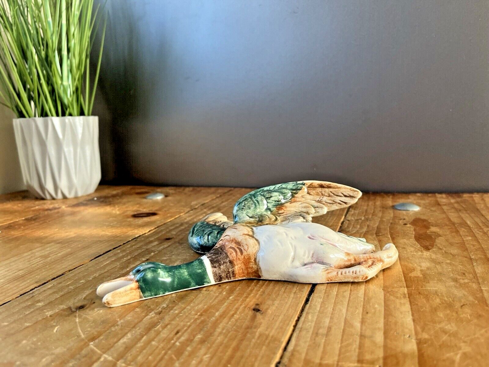 50's Flying Duck Mallard Wall Plaque Pocket Vase 10750 Medium Large Royal Dux ? photo furniture