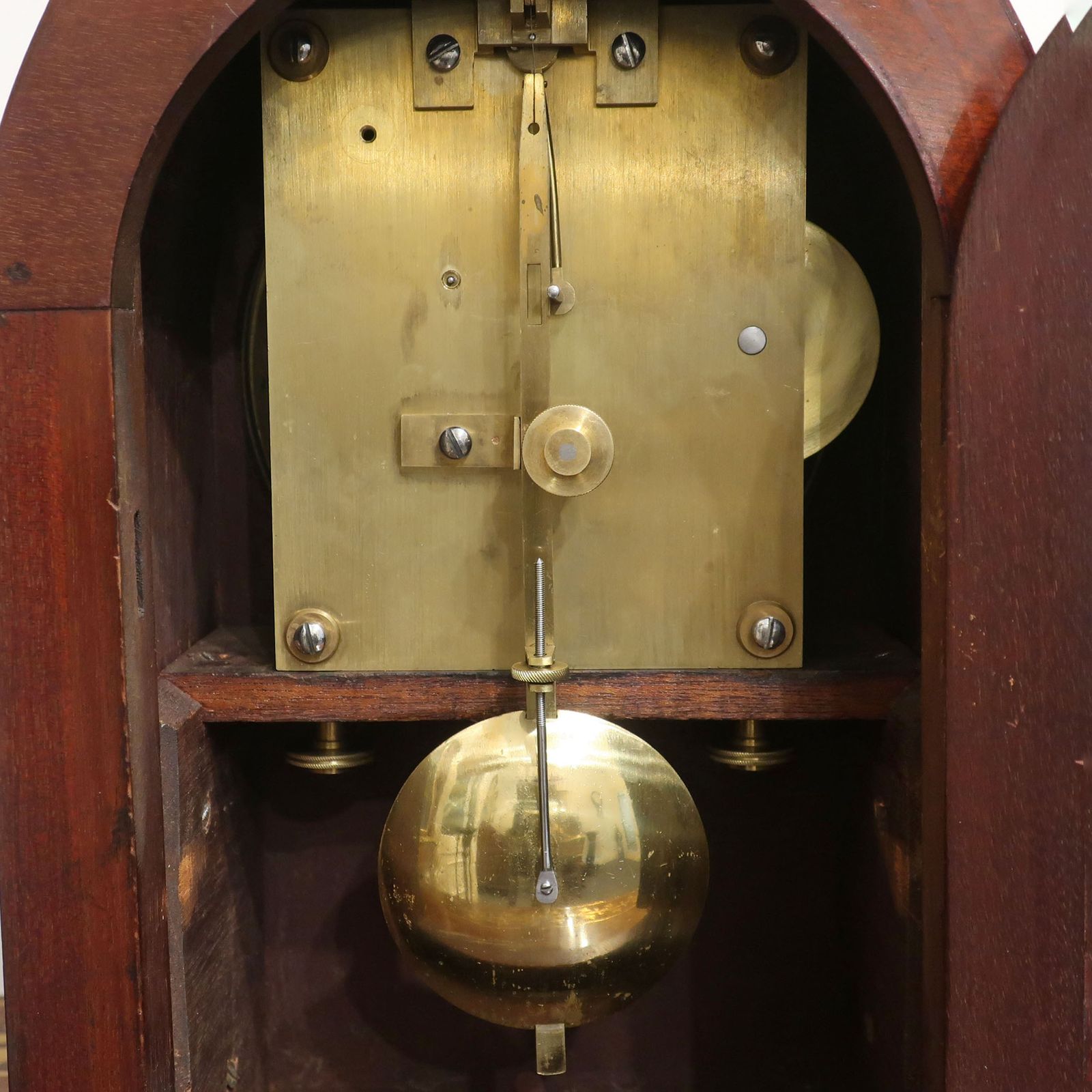 photo for sale Edwardian Mahogany Single Fusee Timepiece Mantel Clock By W. Burton