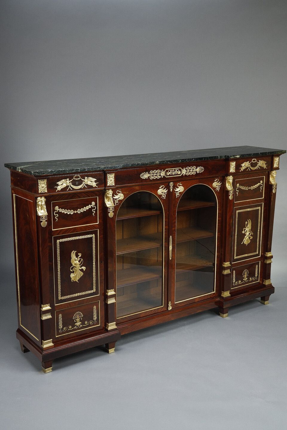 Large Low Bookcase In Mahogany And Mahogany Veneer