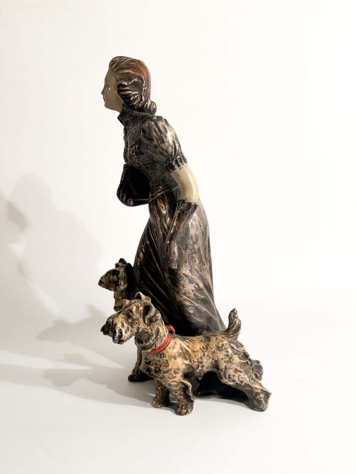 Ceramic Sculpture Of Lady With Fox Terrier By Ceramiche Mollica 1940s photo buy