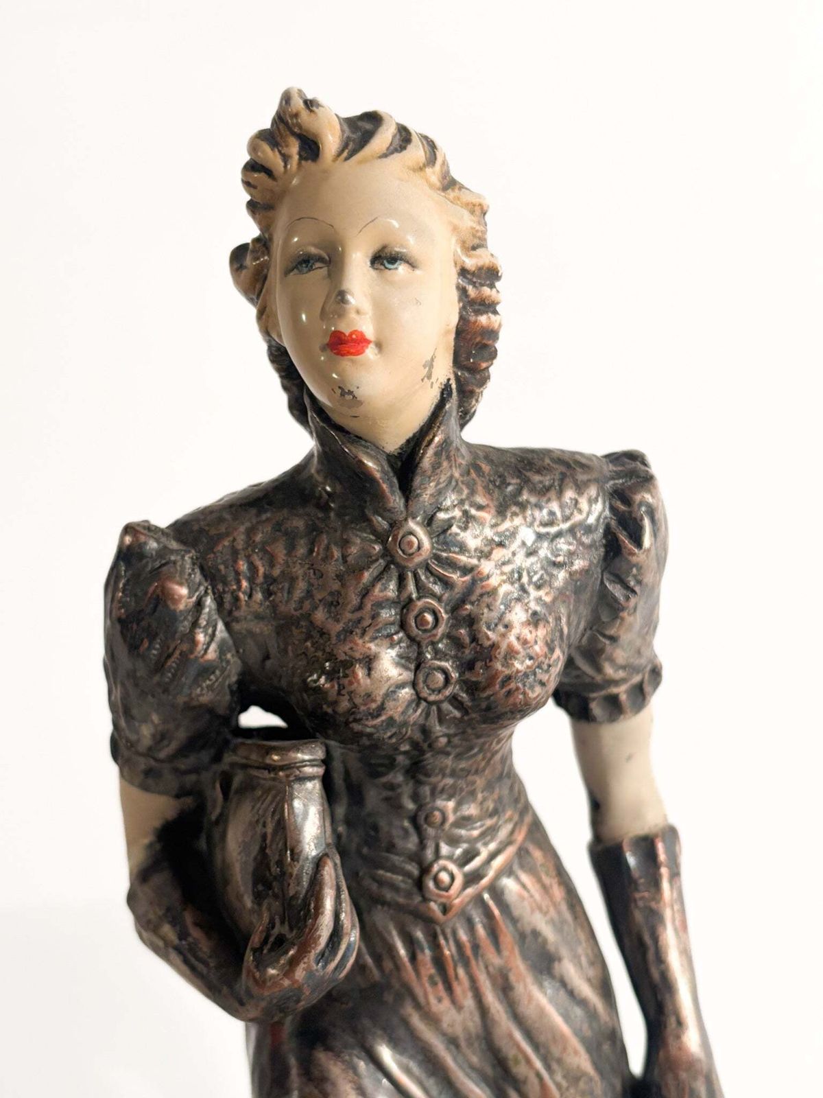 photo furniture Ceramic Sculpture Of Lady With Fox Terrier By Ceramiche Mollica 1940s