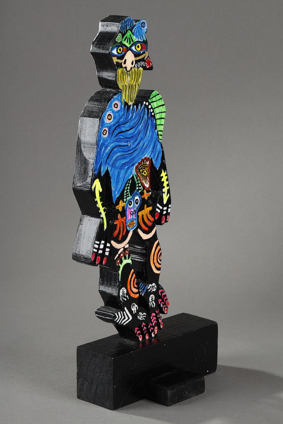 Painted Wood Sculpture, "Djinn" By Mohammad Ariyaei photo buy