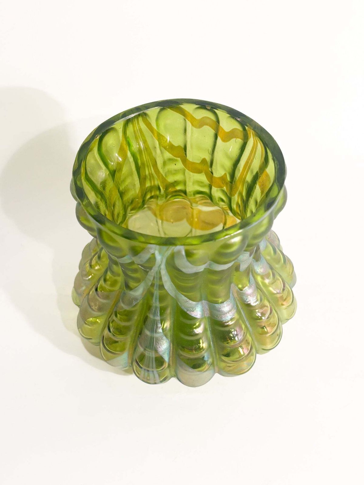 Loetz Green And Iridescent Silver Glass Vase 1950s photo furniture